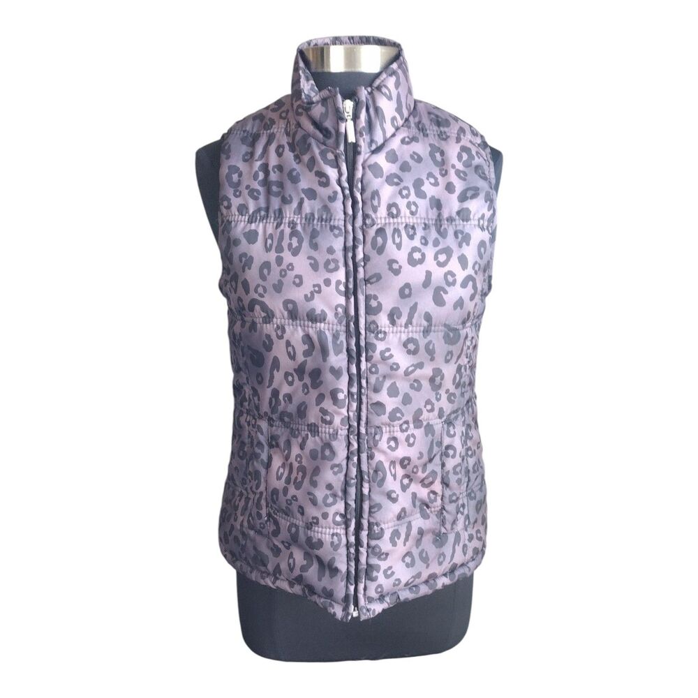 Jane Ashley M Puffer VEST Purple And Black Animal Print Lightweight NatureGirl